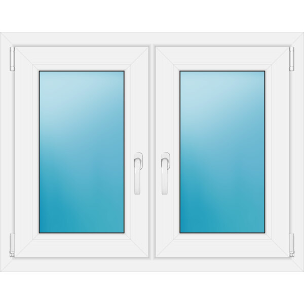 Zweiflügeliges Fenster 100 x 79 cm Farbe Weiß