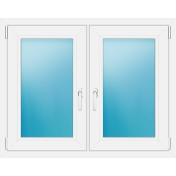 Zweiflügeliges Fenster 108 x 86 cm Farbe Weiß