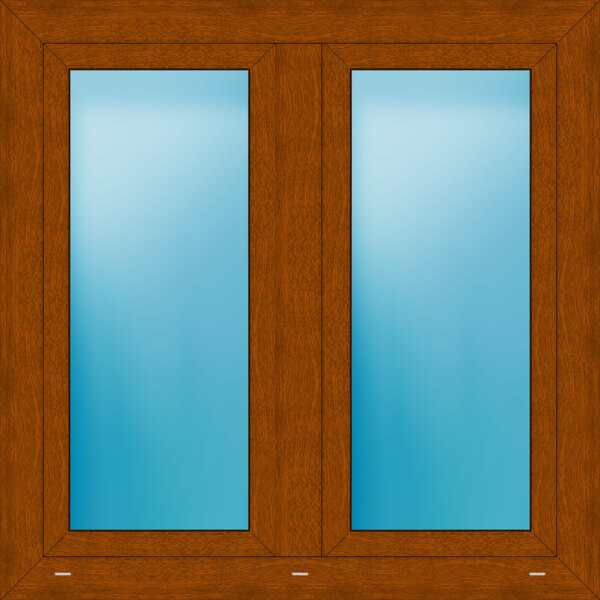 Zweiflügeliges Kunststofffenster 110x110 cm Golden Oak genarbt 