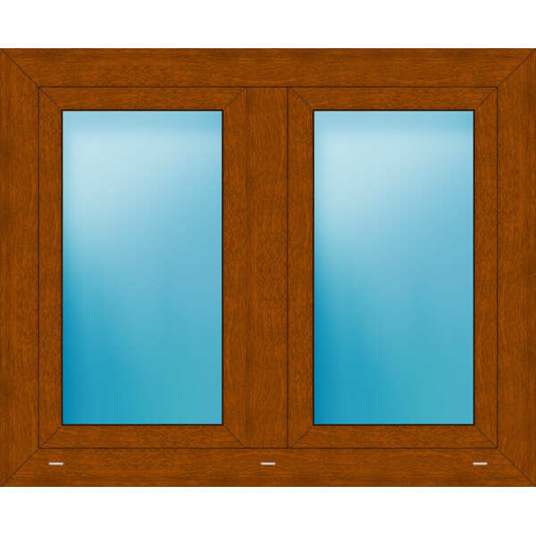 Zweiflügeliges Kunststofffenster 110x90 cm Golden Oak genarbt 
