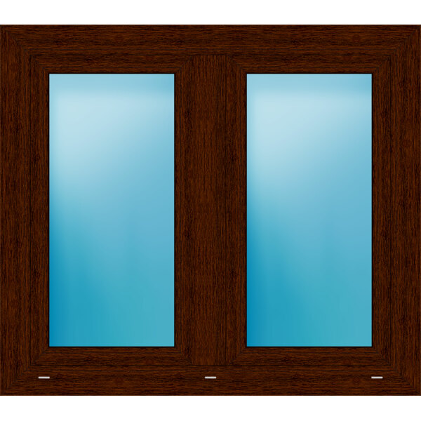 Zweiflügeliges Kunststofffenster 110x97 cm Mooreiche genarbt 
