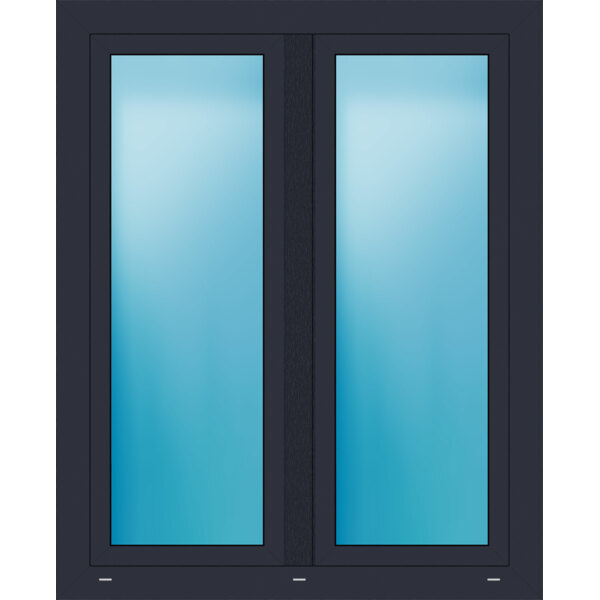 Zweiflügeliges Kunststofffenster 113.5x139.8 cm Anthrazit seidenglatt 
