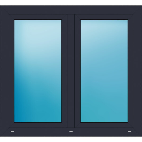 Zweiflügeliges Kunststofffenster 130x120 cm Anthrazit seidenglatt 