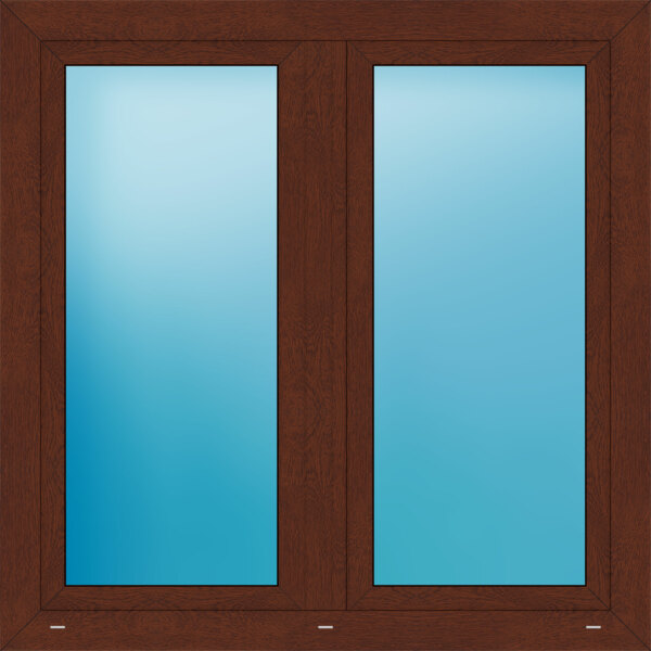 Zweiflügeliges Fenster 130 x 130 cm Farbe Nussbaum