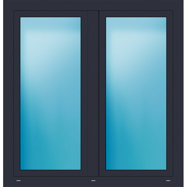 Zweiflügeliges Kunststofffenster 135x140 cm Anthrazit seidenglatt 