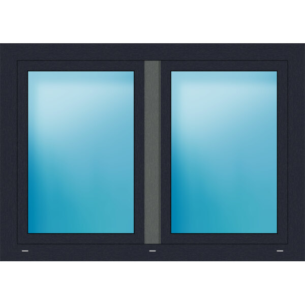 Zweiflügeliges Kunststofffenster 140x100 cm Anthrazit genarbt 