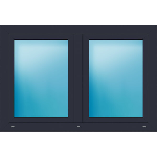 Zweiflügeliges Kunststofffenster 140x95 cm Anthrazit seidenglatt 
