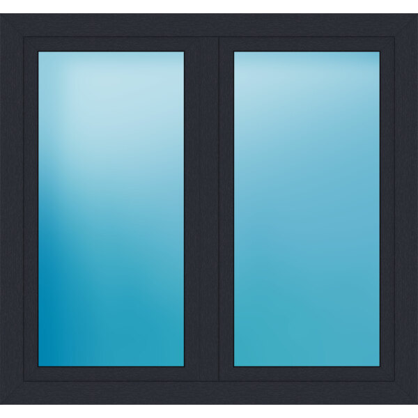 Zweiflügeliges Kunststofffenster 141x132 cm Anthrazit genarbt 