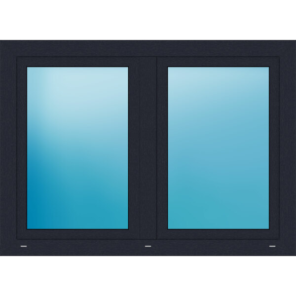 Zweiflügeliges Kunststofffenster 144x105 cm Anthrazit genarbt 