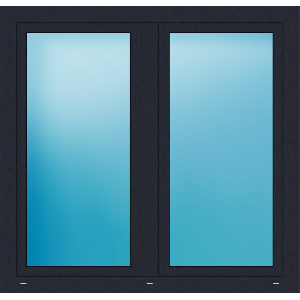 Zweiflügeliges Kunststofffenster 146x140 cm Anthrazit genarbt 