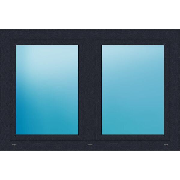 Zweiflügeliges Kunststofffenster 148x100 cm Anthrazit genarbt 