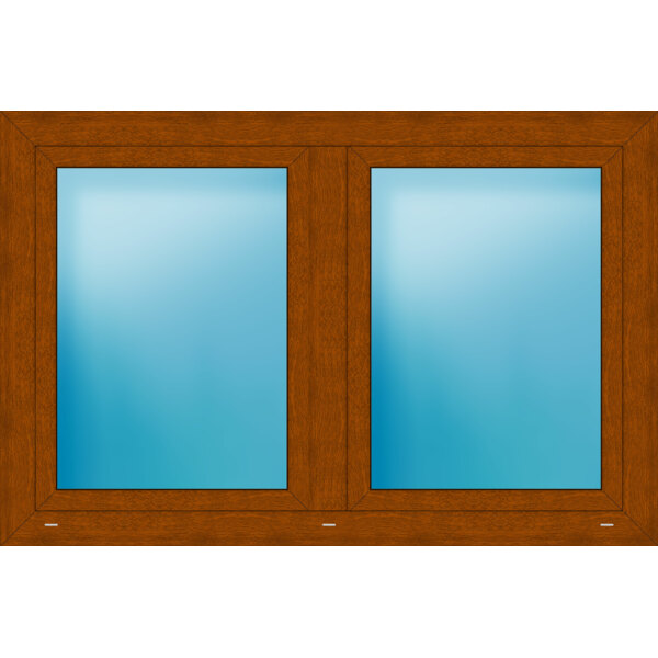Zweiflügeliges Kunststofffenster 148x98 cm Golden Oak genarbt 