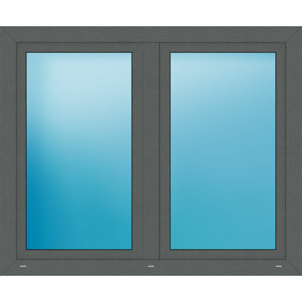 Zweiflügeliges Kunststofffenster 150x124 cm Basaltgrau 