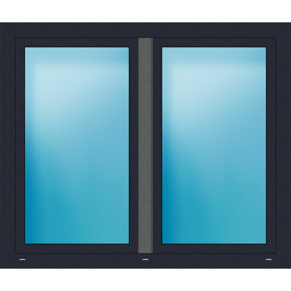 Zweiflügeliges Kunststofffenster 150x127 cm Anthrazit genarbt 