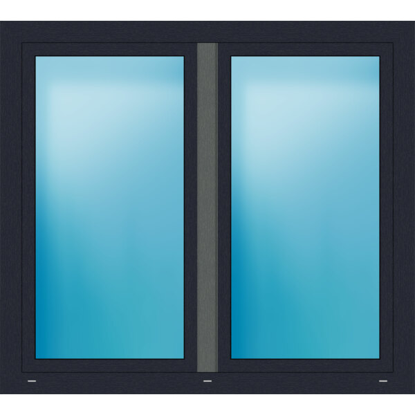 Zweiflügeliges Kunststofffenster 150x135 cm Anthrazit genarbt 
