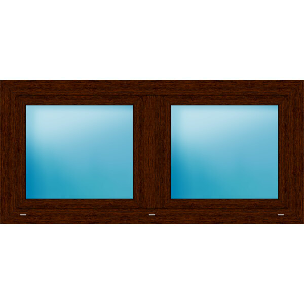 Zweiflügeliges Kunststofffenster 151x72 cm Mooreiche genarbt 