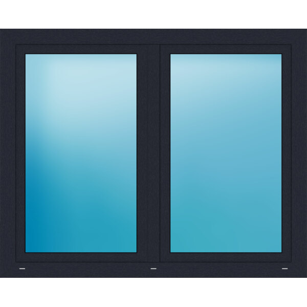 Zweiflügeliges Kunststofffenster 159x129 cm Anthrazit genarbt 