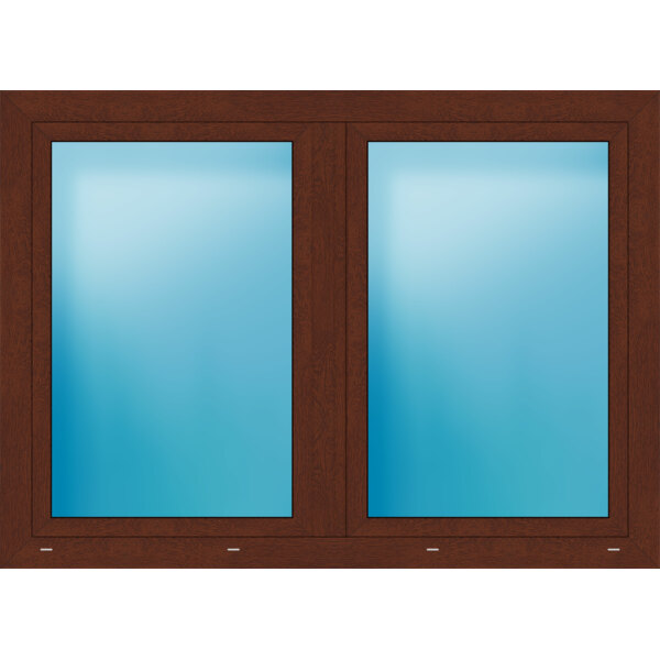 Zweiflügeliges Kunststofffenster 164x119 cm Nussbaum genarbt 