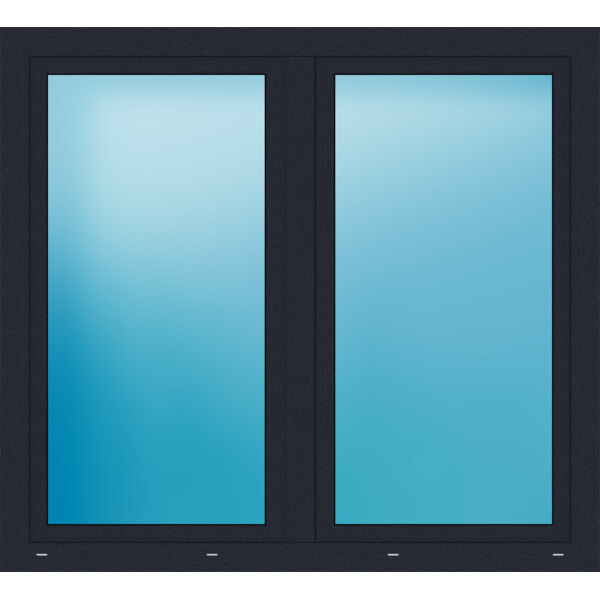 Zweiflügeliges Kunststofffenster 165x150 cm Anthrazit genarbt 