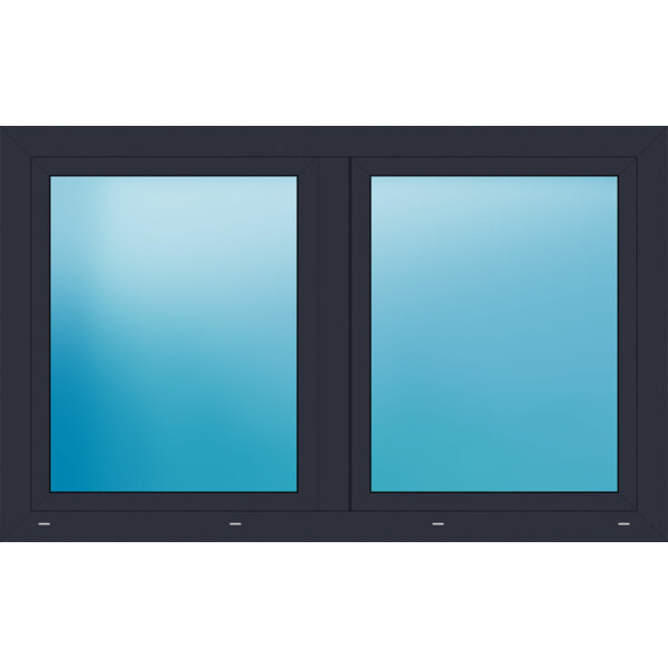 Zweiflügeliges Kunststofffenster 174x108.5 cm Anthrazit seidenglatt 