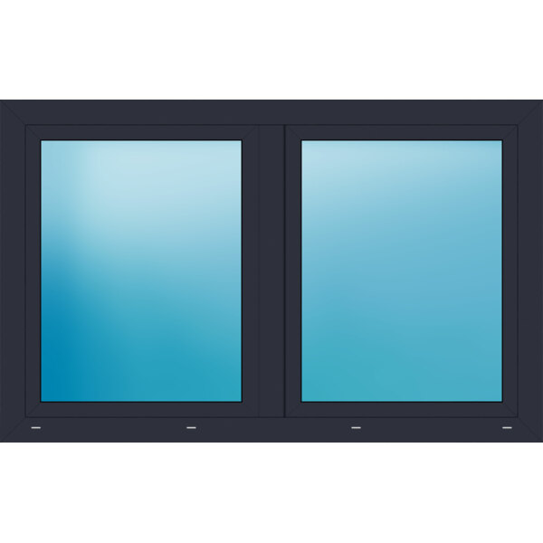 Zweiflügeliges Kunststofffenster 174x110 cm Anthrazit seidenglatt 