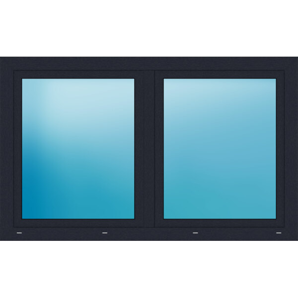 Zweiflügeliges Kunststofffenster 178x110 cm Anthrazit genarbt 