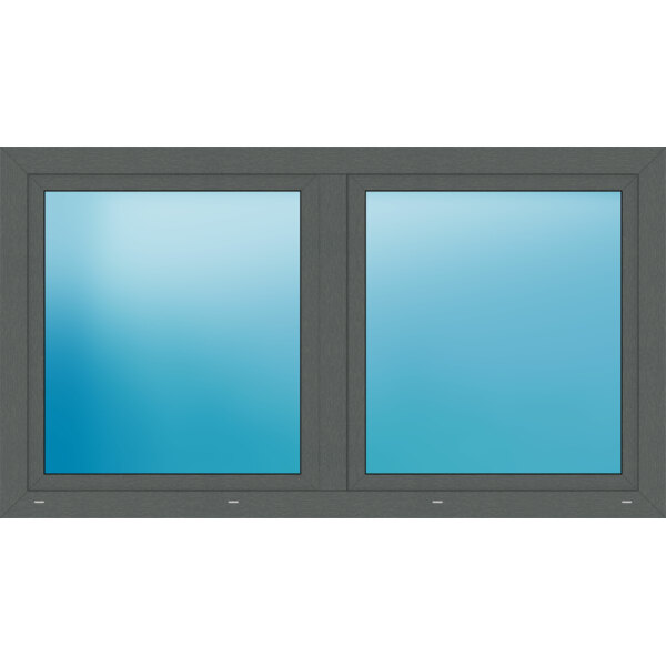 Zweiflügeliges Kunststofffenster 195x109 cm Basaltgrau 