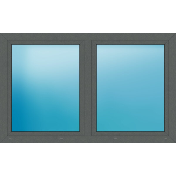 Zweiflügeliges Kunststofffenster 198x124 cm Basaltgrau 