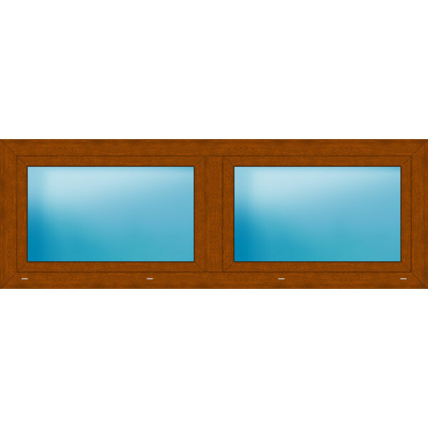 Zweiflügeliges Kunststofffenster 200x70 cm Golden Oak genarbt 