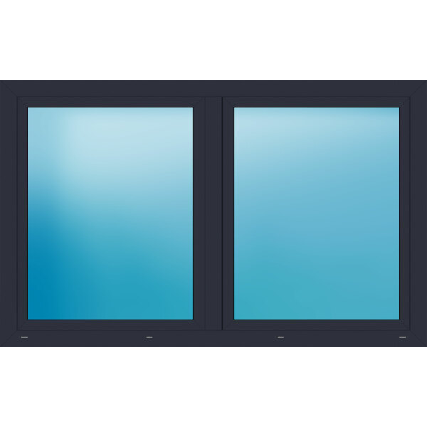 Zweiflügeliges Kunststofffenster 201x126 cm Anthrazit seidenglatt 