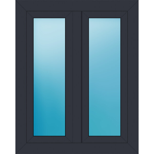 Zweiflügeliges Fenster 88 x 110 cm Farbe Anthrazit seidenglatt