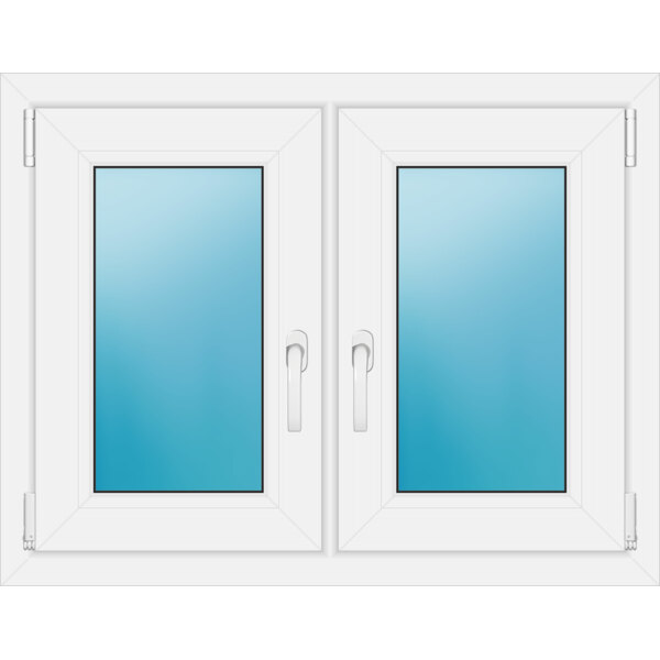 Zweiflügeliges Kunststofffenster 90x70 cm Weiß 