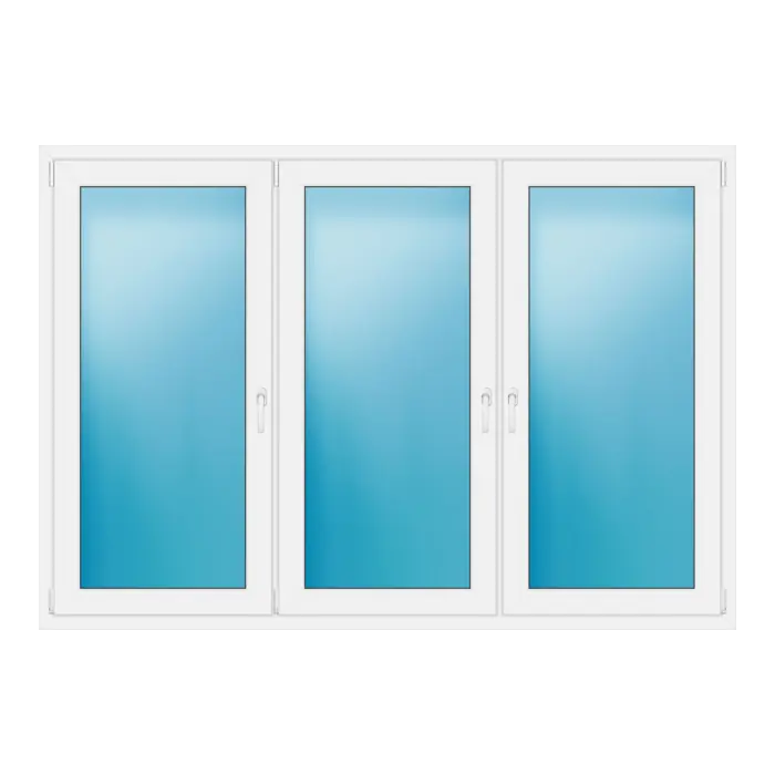 Dreiflügeliges Kunststofffenster 216x150 cm Weiß