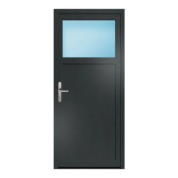 Nebeneingangstür 84x190 cm 1/3 Glas Anthrazit genarbt