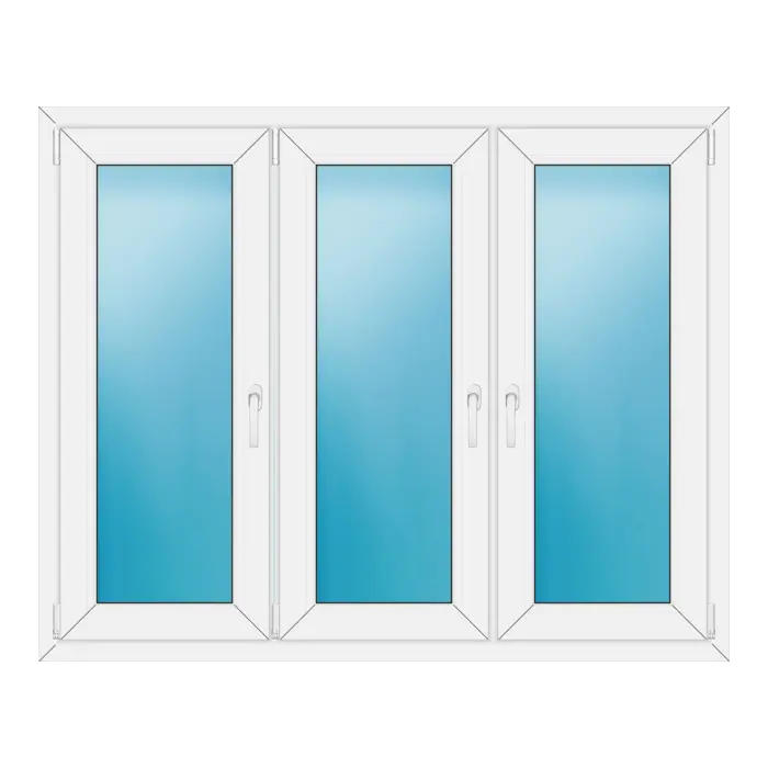 Dreiflügeliges Kunststofffenster 152x122 cm Weiß