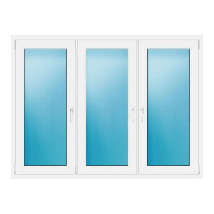 Dreiflügeliges Kunststofffenster 182x136 cm Weiß