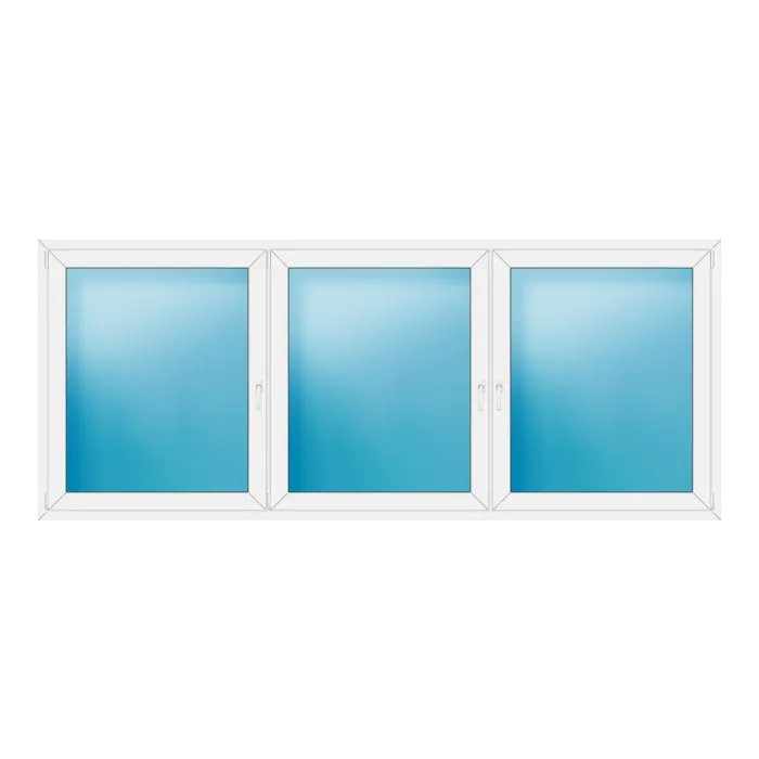 Dreiflügeliges Kunststofffenster 312x128 cm Weiß