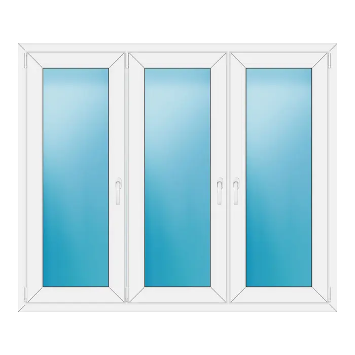 Dreiflügeliges Kunststofffenster 164x138 cm Weiß