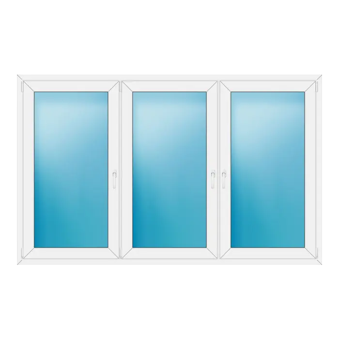 Dreiflügeliges Kunststofffenster 228x142 cm Weiß