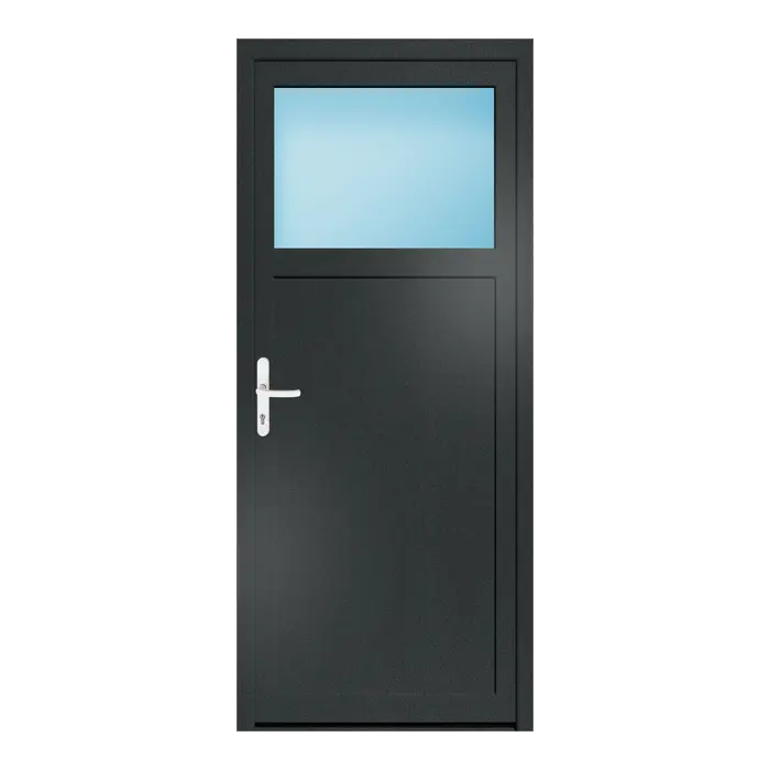 Nebeneingangstür 90x210 cm 1/3 Glas Anthrazitgrau genarbt