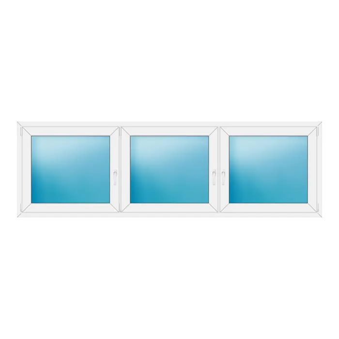 Dreiflügeliges Kunststofffenster 274x86 cm Weiß