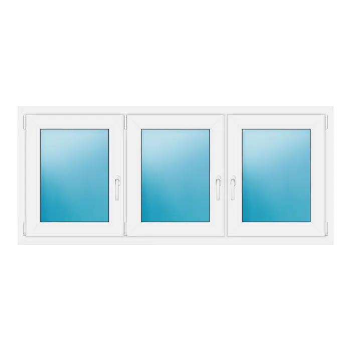 Dreiflügeliges Kunststofffenster 178x78 cm Weiß
