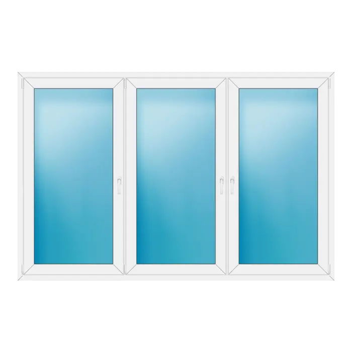 Dreiflügeliges Kunststofffenster 246x162 cm Weiß