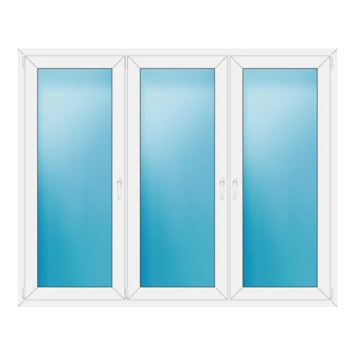 Dreiflügeliges Kunststofffenster 208x168 cm Weiß