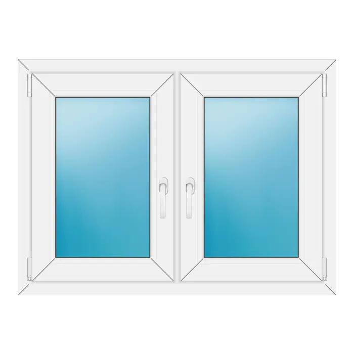 Zweiflügeliges Kunststofffenster 108x80 cm Weiß