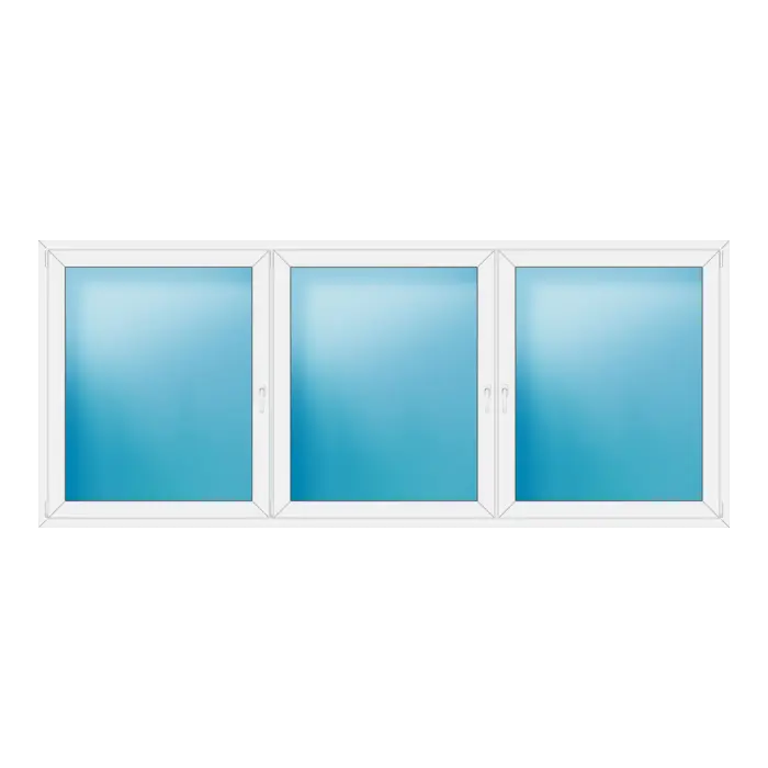 Dreiflügeliges Kunststofffenster 332x138 cm Weiß