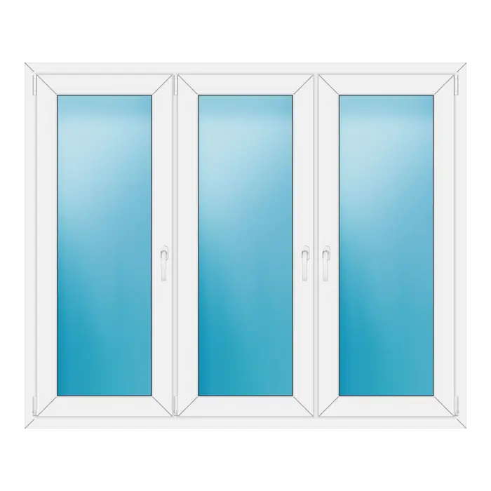Dreiflügeliges Kunststofffenster 174x144 cm Weiß