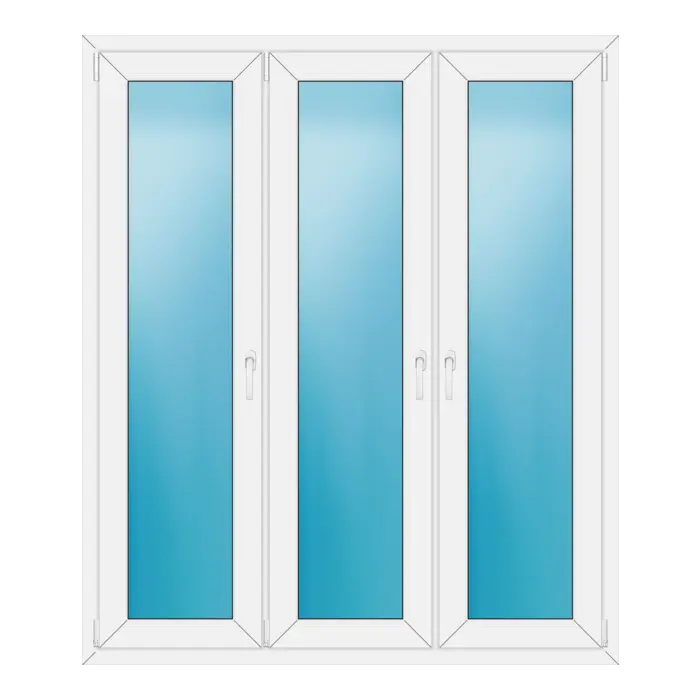 Dreiflügeliges Kunststofffenster 150x176 cm Weiß