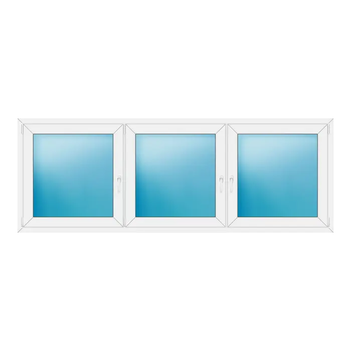 Dreiflügeliges Kunststofffenster 260x94 cm Weiß