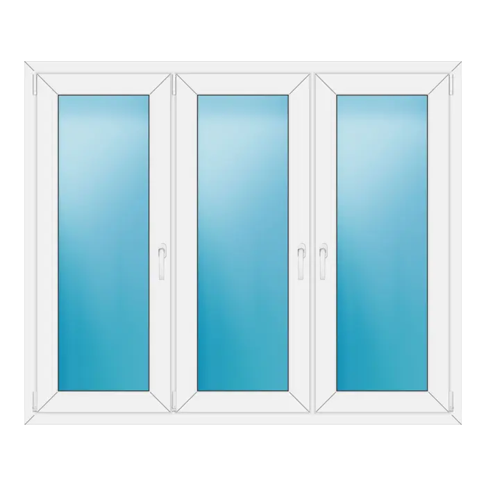 Dreiflügeliges Kunststofffenster 166x138 cm Weiß